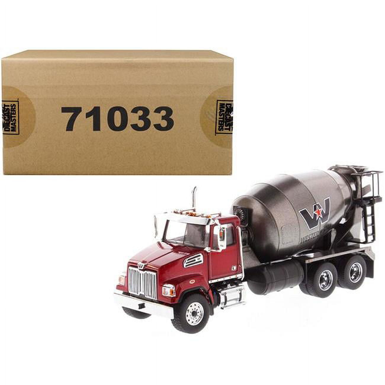 DieCast Masters 71033 1 by 50 Diecast Scale Concrete Mixer for Western Star 4700 SF Model&#44; Metallic Red & Silver