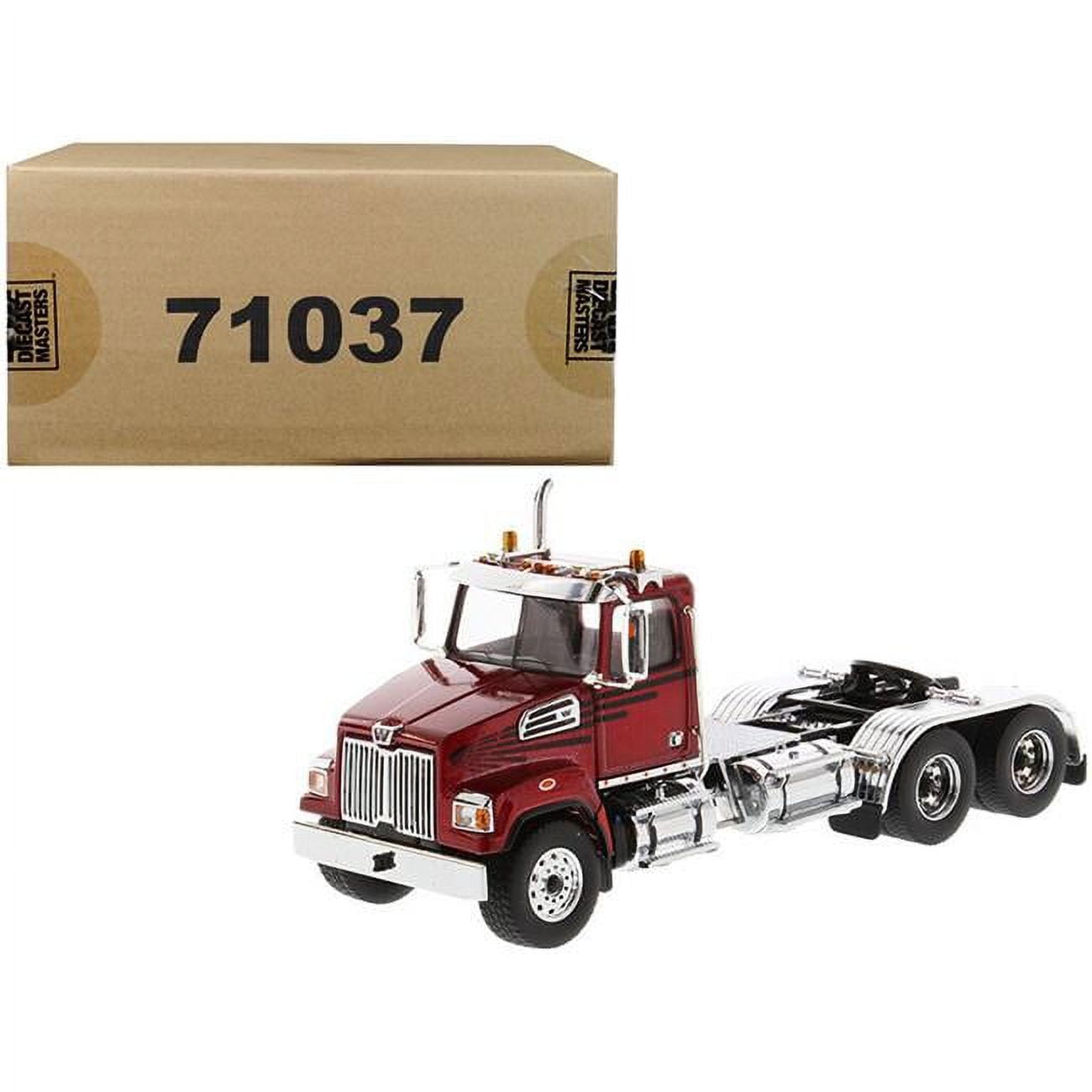 DieCast Masters 71037 1 by 50 Diecast Scale Day Cab Tractor for Western Star 4700 SF Tandem Model&#44; Metallic Red & Silver