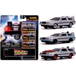 Jada Toys Jada 31583 Back to the Future Time Machine Set Nano Hollywood Rides Diecast Model Cars - 3 Piece