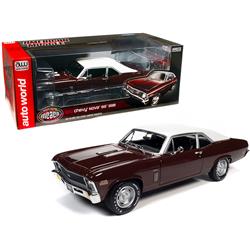 Auto World Autoworld AMM1230 1970 Chevrolet Nova SS 396 Black Cherry with White Top 1 by 18 Scale Model Car