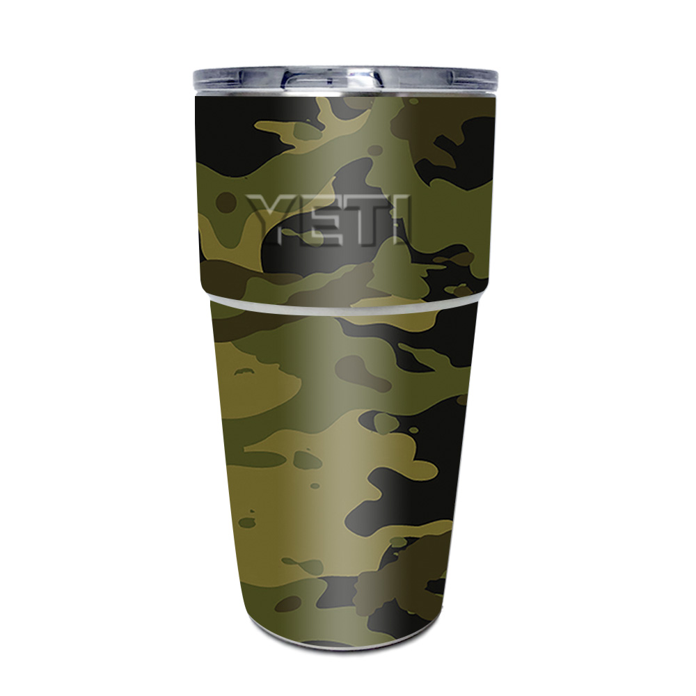 MightySkins YEPINT16SI-Green Camouflage Skin for Yeti Rambler 16 oz Stackable Cup - Green Camouflage
