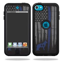 MightySkins OTDIPT5G-Thin Blue Line K9 Skin Compatible with OtterBox Defender iPod Touch 5G Case Wrap Cover Sticker - Thin Blue Line K9