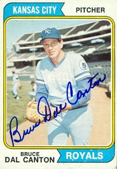 Autograph Warehouse 98102 Bruce Dal Canton Autographed Baseball Card Kansas City Royals 1974 Topps No. 308