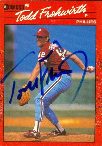 Autograph Warehouse 45243 Todd Frohwirth Autographed Baseball Card Philadelphia Phillies 1990 Donruss No .631
