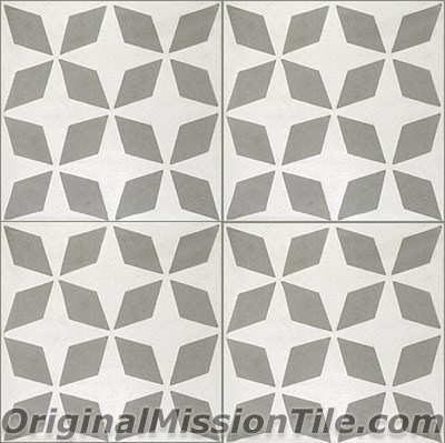 Original Mission Tile F882571-02 Rombos 02 Cement Tiles&#44; Gris & White - Box of 12