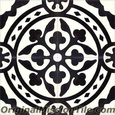 Original Mission Tile F88272B-01 Tyler II 01 Cement Tiles&#44; Black & White - Box of 12