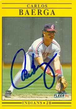 Autograph Warehouse 72812 Carlos Baerga Autographed Baseball Card Cleveland Indians 1991 Fleer No . 360