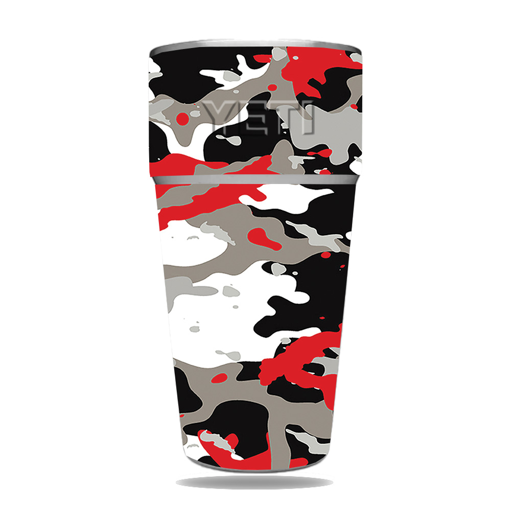 MightySkins YERAM26SI-Red Camo Skin for Yeti Rambler 26 oz Stackable Cup - Red Camo