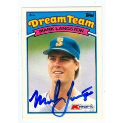 Autograph Warehouse 61259 Mark Langston Autographed Baseball Card Seattle Mariners 1989 Topps Kmart Dream Team No. 21