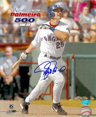 Autograph Warehouse 36039 Rafael Palmeiro Autographed 8 x 10 Photo Texas Rangers 500Th Home Run