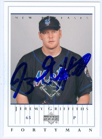 Autograph Warehouse 36367 Jeremy Griffiths Autographed Baseball Card New York Mets 2003 Upper Deck 40 Man Baseball Card No. 934