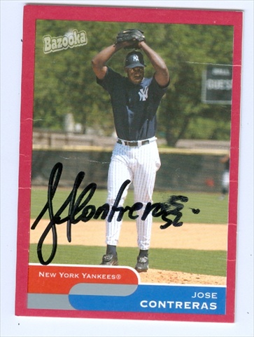 Autograph Warehouse 41478 Jose Contreras Autographed Baseball Card New York Yankees 2004 Topps Bazooka No. 122