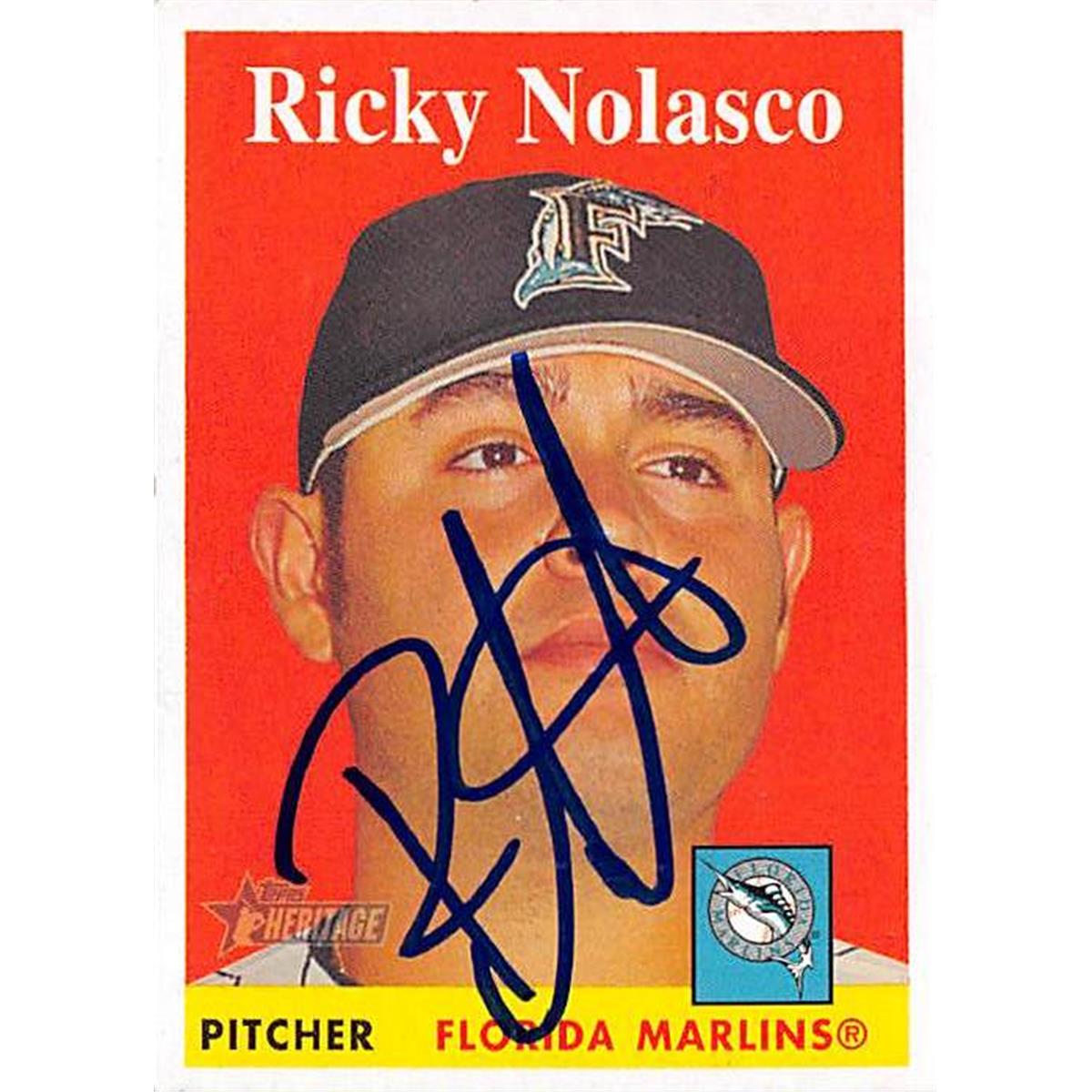 Autograph Warehouse 444083 Ricky Nolasco Autographed Baseball Card 2007 Topps Heritage No. 399 for Florida Marlins