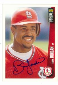 Autograph Warehouse 80759 Brian Jordan Autographed Baseball Card St. Louis Cardinals 1996 Upper Deck No .289