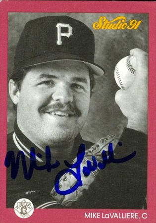 Autograph Warehouse 46892 Mike Lavalliere Autographed Baseball Card Pittsburgh Pirates 1991 Leaf Studio No .226