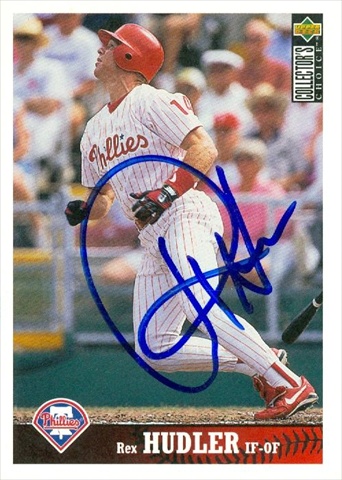 Autograph Warehouse 45488 Rex Hudler Autographed Baseball Card Philadelphia Phillies 1997 Upper Deck Collectors Choice No .422