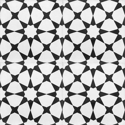 Implementos Agadir 02 Cement Tiles&#44; Black & White - Box of 12