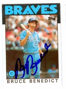 Autograph Warehouse 75407 Bruce Benedict Autographed Baseball Card Atlanta Braves 1986 Topps No .78