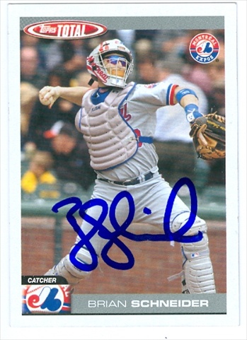 Autograph Warehouse 39901 Brian Schneider Autographed Baseball Card Montreal Expos 2004 Topps Total No. 371