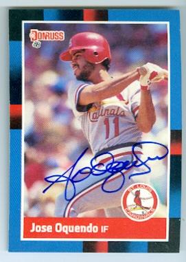 Autograph 124491 St Louis Cardinals 1988 Donruss No. 234 Jose Oquendo Autographed Baseball Card