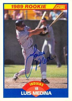 Autograph Warehouse 73117 Luis Medina Autographed Baseball Card Cleveland Indians 1989 Score No . 633