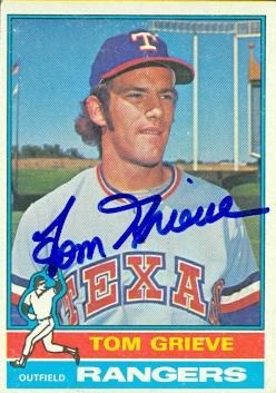 Autograph Warehouse 48648 Tom Grieve Autographed Baseball Card Texas Rangers 1976 Topps No .106
