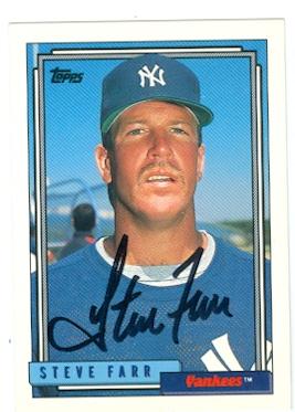 Autograph 120239 New York Yankees 1992 Topps No. 46 Steve Farr Autographed Baseball Card