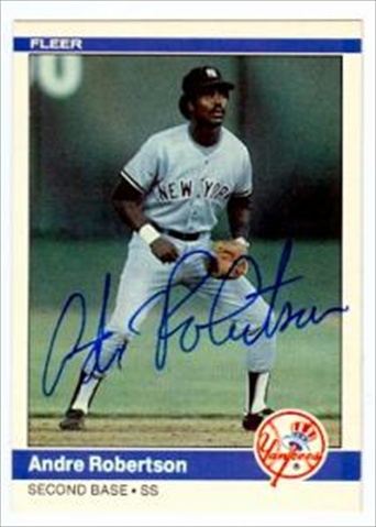 Autograph Warehouse 42478 Andre Robertson Autographed Baseball Card New York Yankees 1984 Fleer No. 140