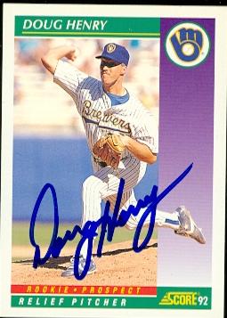 Autograph Warehouse 47729 Doug Henry Autographed Baseball Card Milwaukee Brewers 1992 Score No .421