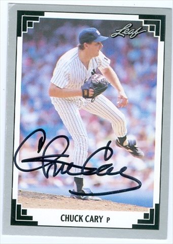 Autograph Warehouse 41373 Chuck Cary Autographed Baseball Card New York Yankees 1991 Leaf No. 66