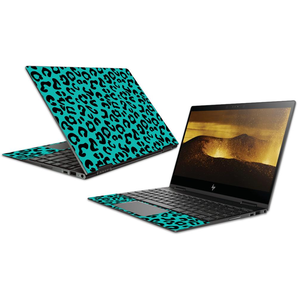 MightySkins HPENX31318-Teal Leopard Skin Decal Wrap for HP Envy X360 Convertible 13 in. 2018 Sticker - Teal Leopard
