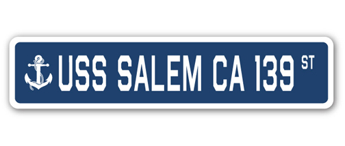 SignMission SSN-Salem Ca 139 4 x 18 in. A-16 Street Sign - USS Salem CA 139