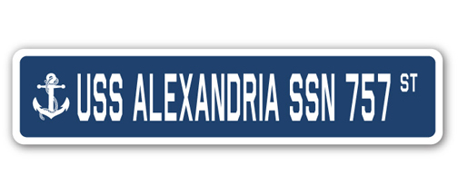 SignMission SSN-Alexandria Ssn 757 4 x 18 in. A-16 Street Sign - USS Alexandria SSN 757