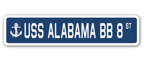 SignMission SSN-Alabama Bb 8 4 x 18 in. A-16 Street Sign - USS Alabama BB 8