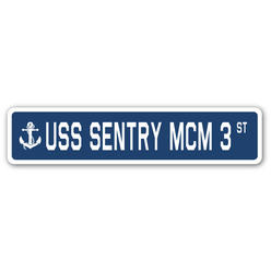 SignMission SSN-Sentry Mcm 3 4 x 18 in. A-16 Street Sign - USS Sentry MCM 3