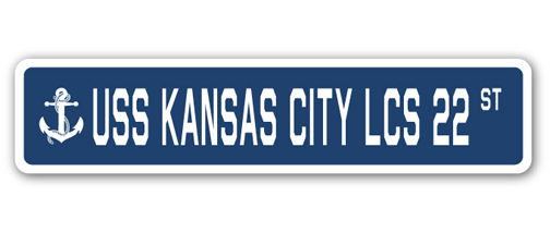 SignMission SSN-Kansas City Lcs 22 4 x 18 in. A-16 Street Sign - USS Kansas City LCS 22