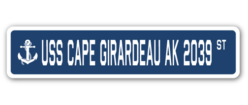 SignMission SSN-Cape Girardeau Ak 2039 4 x 18 in. A-16 Street Sign - USS Cape Girardeau AK 2039
