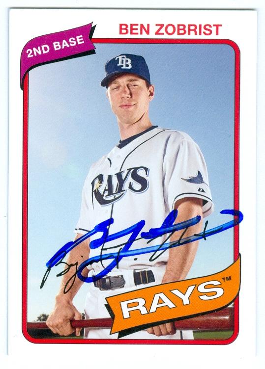 Autograph Warehouse Ben Zobrist autographed baseballl card (Tampa Bay Rays) 2012 Topps Archives No.132