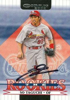 Autograph Warehouse 59725 So Taguchi Autographed Baseball Card St. Louis Cardinals 2002 Donruss Rookies No .10