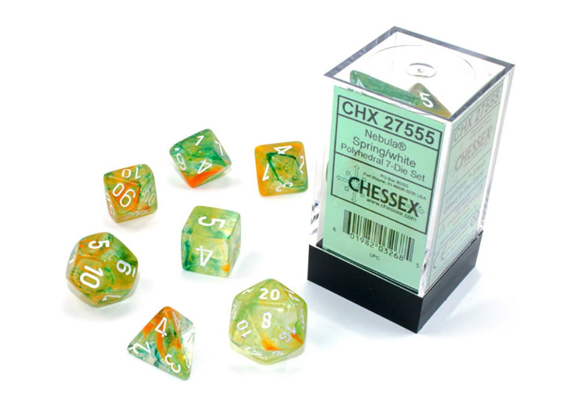 Chessex Manufacturing CHX27555 Cube Luminary Nebula Dice, Spring White - Set of 7