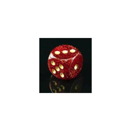 Chessex Manufacturing CHX27904 Glitter Polyhedral 12 mm D6 Dice Set, Ruby & Gold