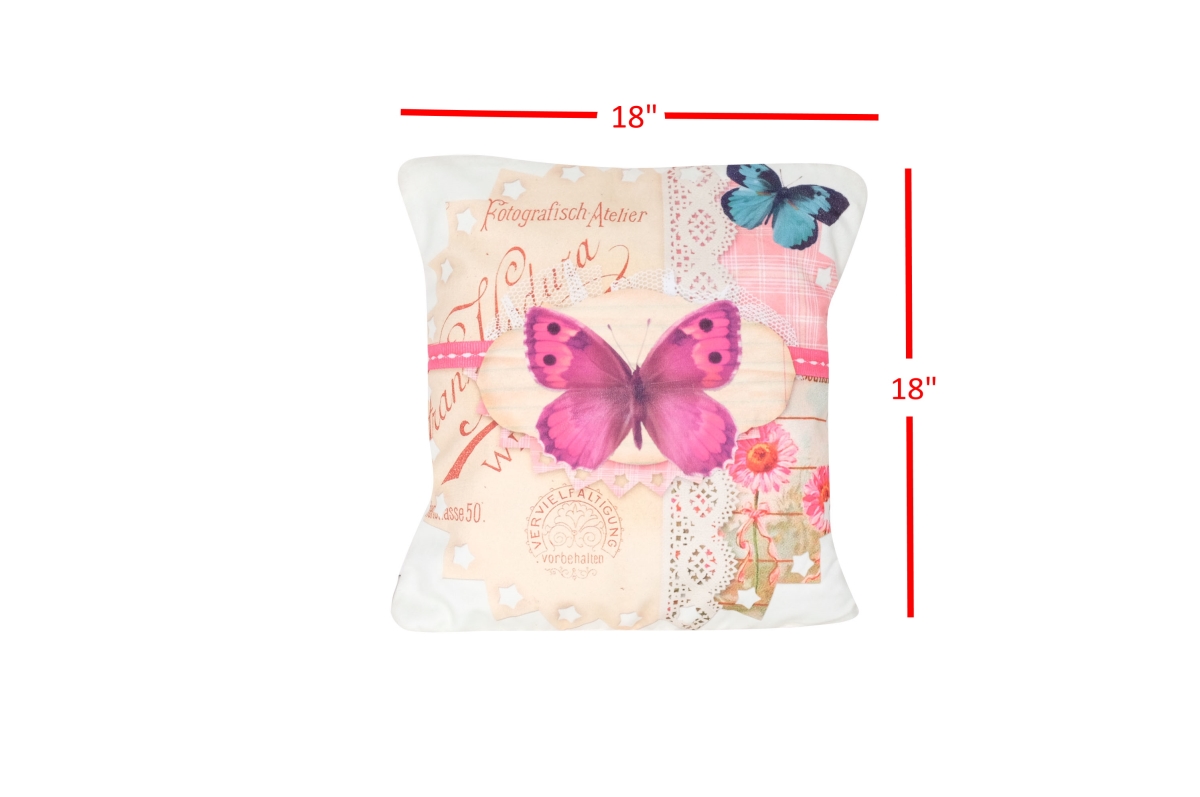 DiscountWorld HD-4903-PC Pillow Cover for Home Decor - Set of 2, Pink Butterfly