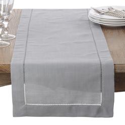 SARO LIFESTYLE 6302.GY16120B 16 x 120 in. Rochester Collection Table Runner with Hemstitched Border&#44; Gray