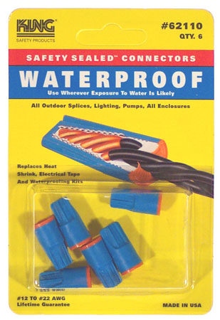 King Safety Products 62110 6 Count Blue & Orange Waterproof Wire Connectors