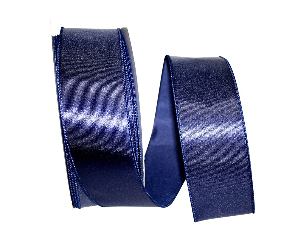 Reliant Ribbon 92575W-055-40K Satin Value Wired Edge Ribbon - Navy - 2.5 in. x 50 yards