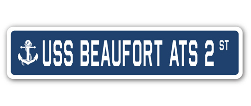 SignMission SSN-Beaufort Ats 2 4 x 18 in. A-16 Street Sign - USS Beaufort ATS 2