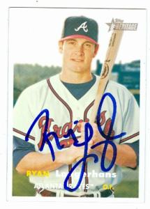 Autograph Warehouse 82575 Ryan Langerhans Autographed Baseball Card Atlanta Braves 2004 Topps Heritage No .396
