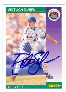 Autograph Warehouse 83080 Pete Schourek Autographed Baseball Card New York Mets 1992 Score No .332