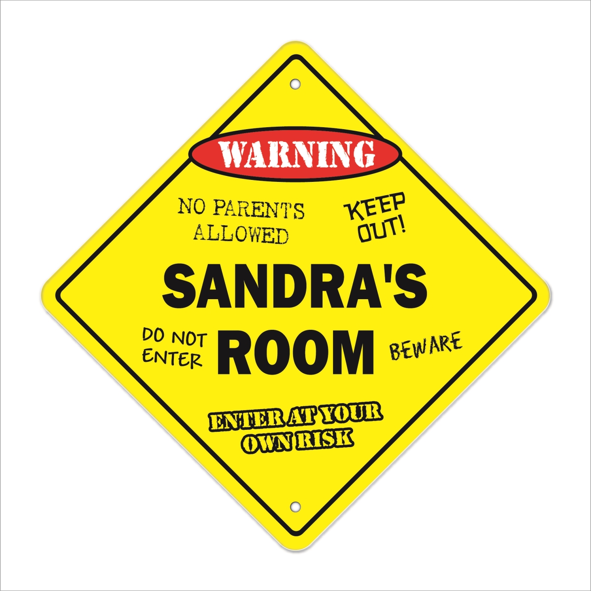SignMission X-Sandras Room 12 x 12 in. Crossing Zone Xing Room Sign - Sandras