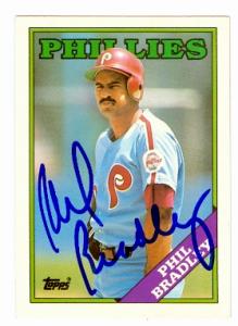 Autograph Warehouse 57892 Phil Bradley Autographed Baseball Card Philadelphia Phillies 1988 Topps No .18T